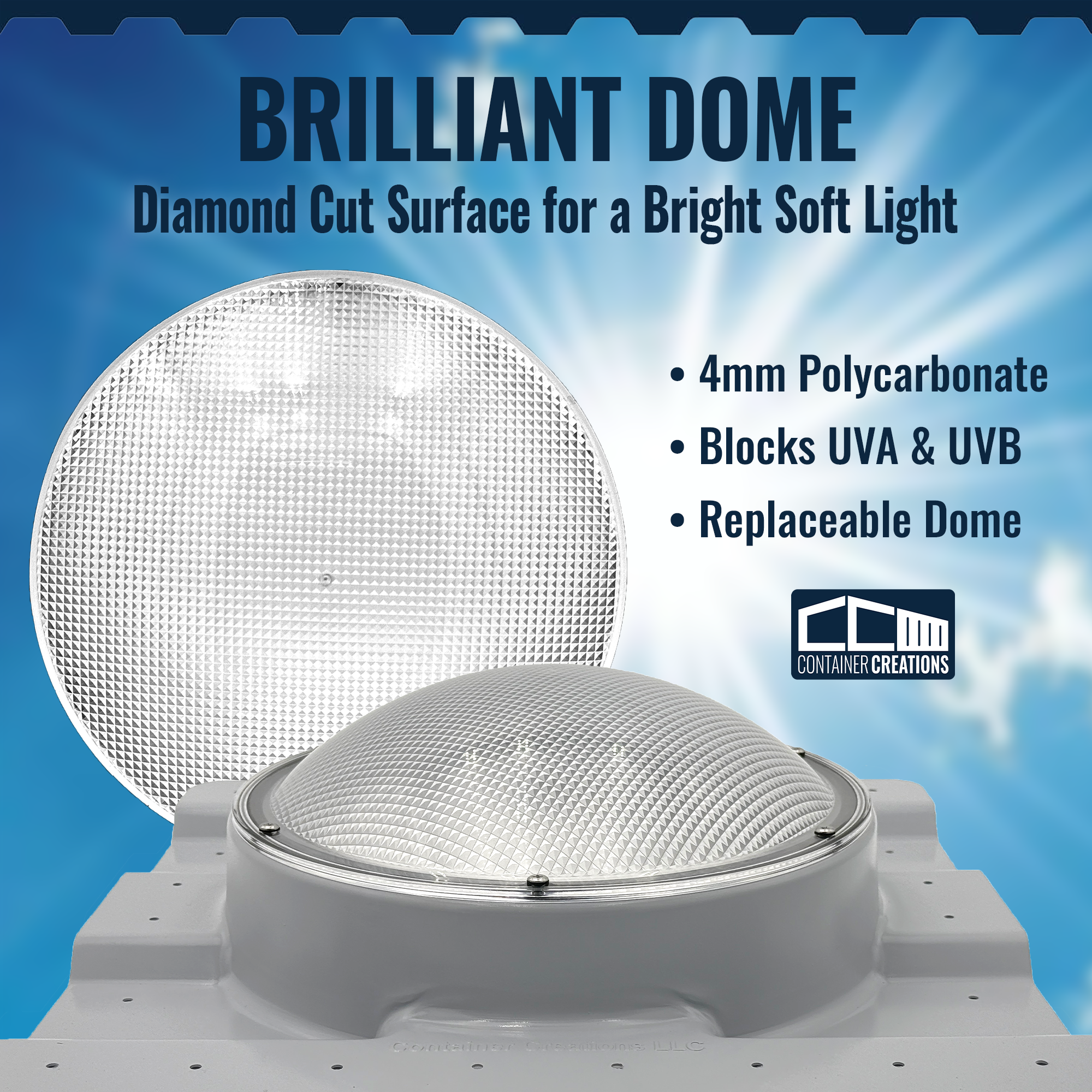 Solar Skylight For Shipping Containers - Natural Light Tube For 3.5" Ribbed Conex Containers